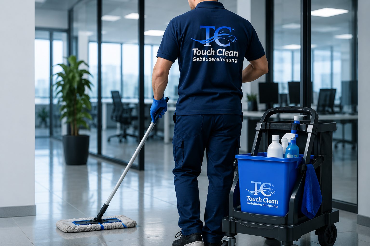 Touch Clean Mitarbeiter bei der professionellen Gebäudereinigung